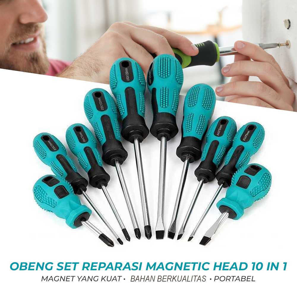 COD SKIUNT Obeng Set Reparasi Magnetic Head 10 In 1 Obeng Serba Guna