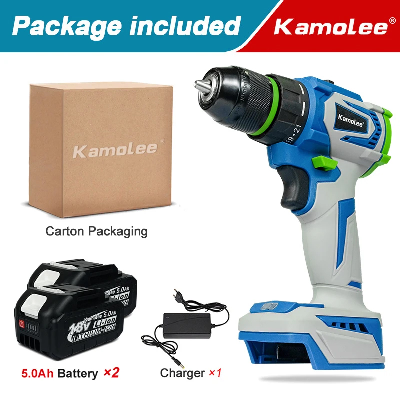 2024 Terbaru Kamolee Genuine Brushless Electric Drill 10mm Ringan Dan