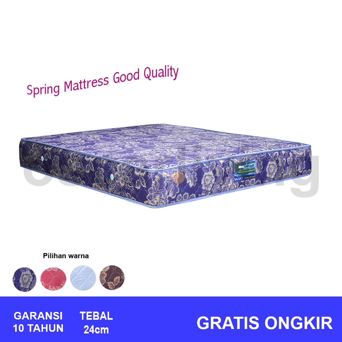 Kasur Spring Bed Valeo Springbed Biru Tebal 24 Cm Size 180 X 200