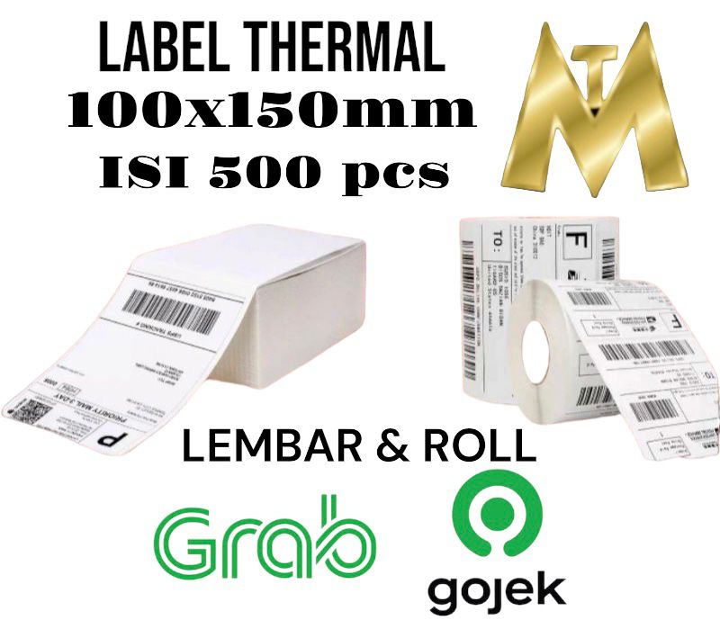 Thermal 100x150mm Isi 500pcs 10x15cm Kertas Label Roll Lipat Sticker