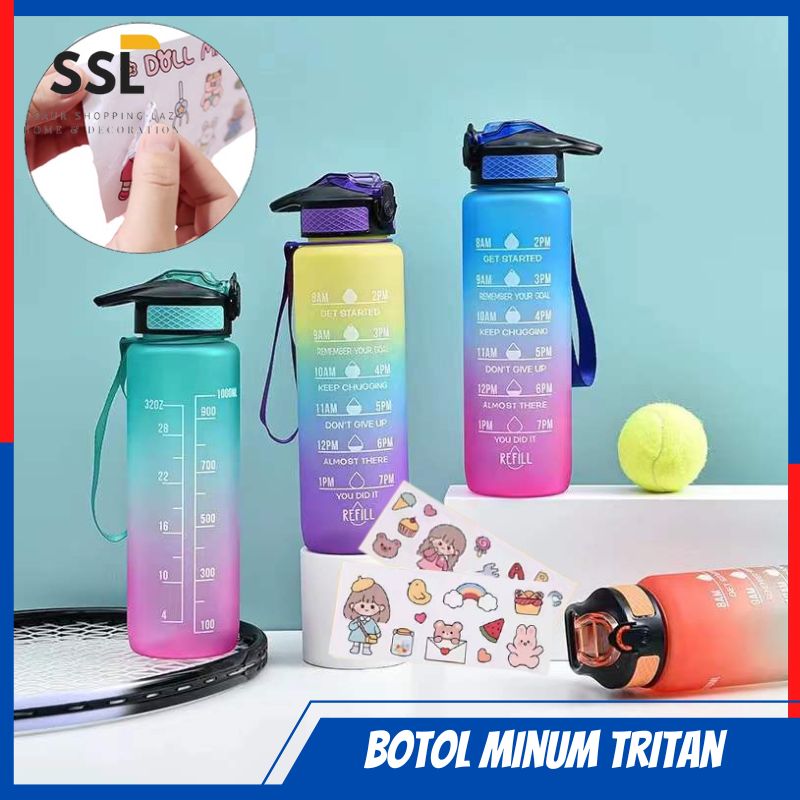 SST Botol Minum Viral 1 Ltr Warna Gradasi Botol Tritan Botol Sport