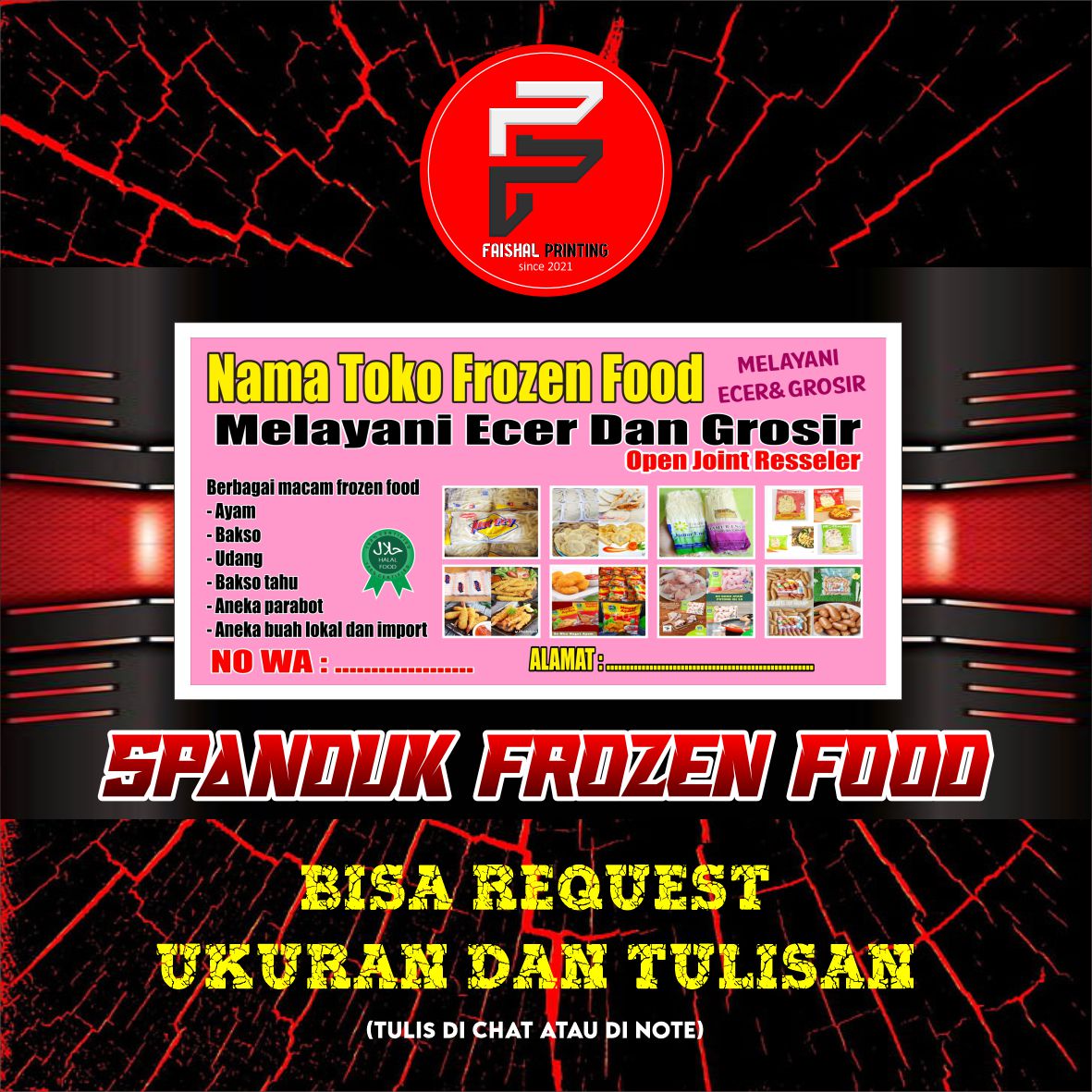 Spanduk Toko Frozen Food Banner Warung Frozen Food Ukuran X Meter