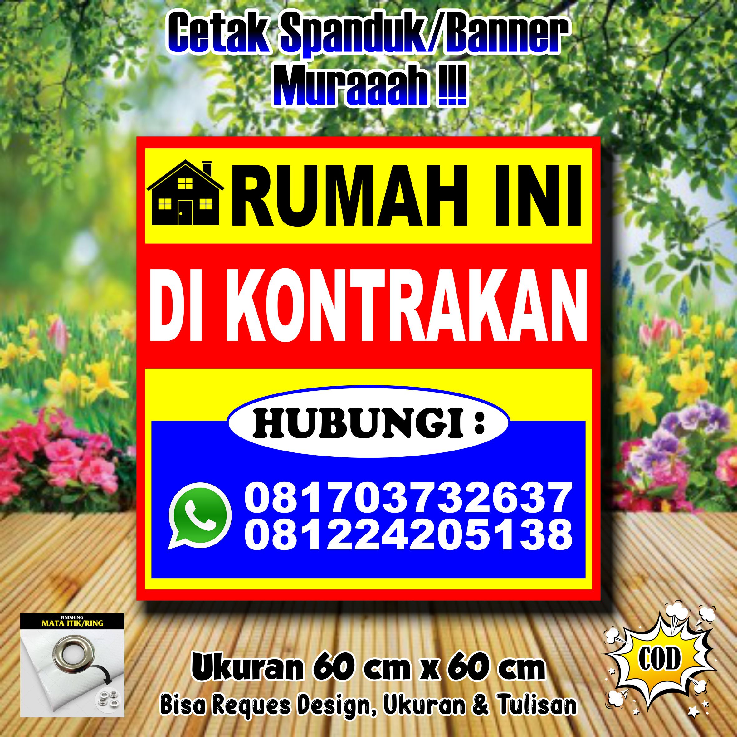 Spanduk Banner Rumah Di Kontrakan Ukuran Cm X Cm Lazada Indonesia