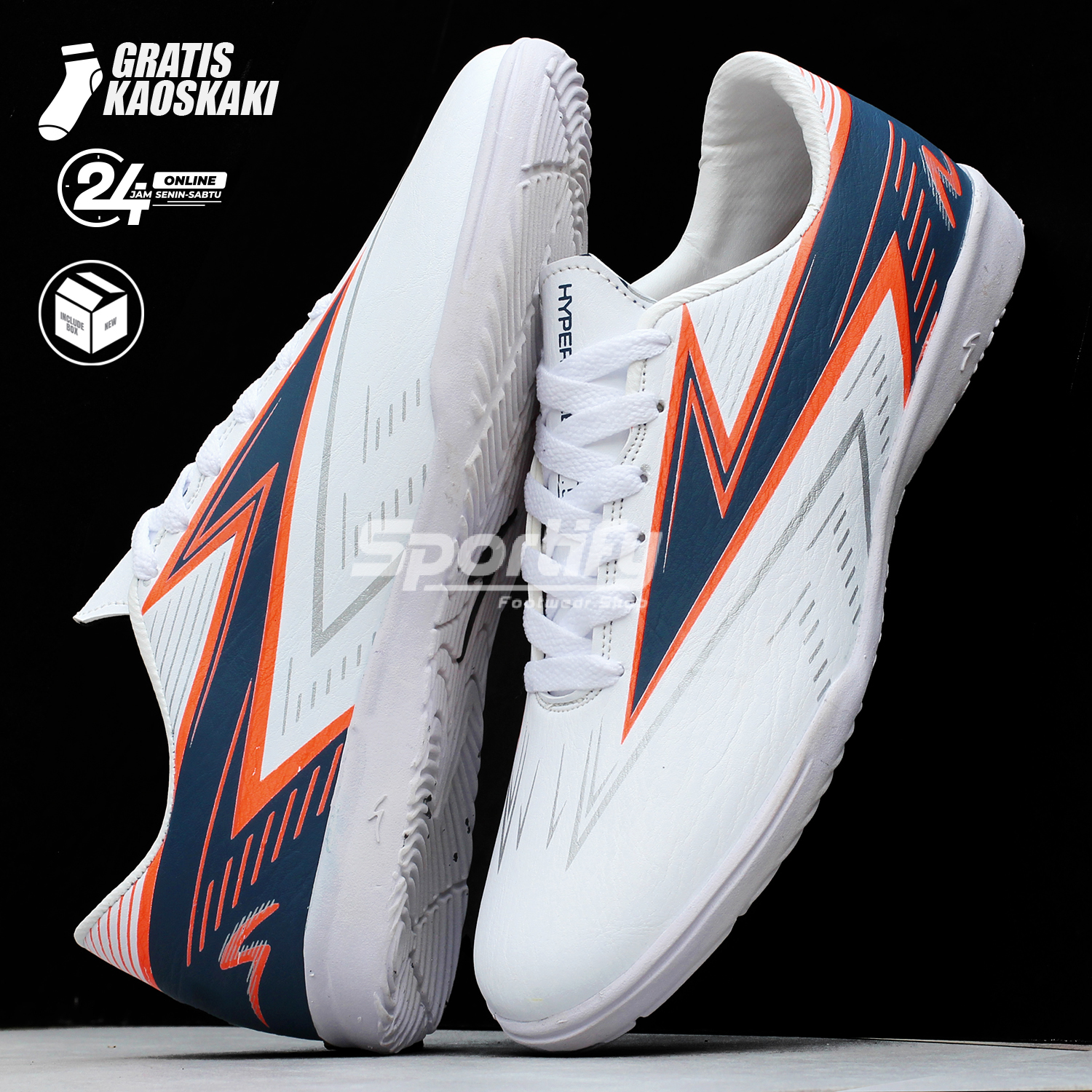 SEPATU FUTSAL TERBARU SPC HYPERSPEED 1 5 FG LILY WHITE OLAHRAGA PRIA