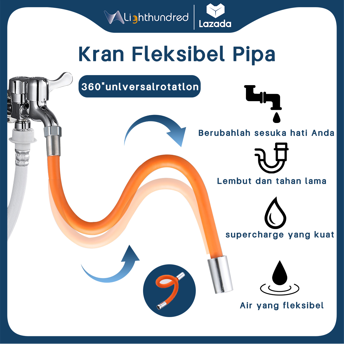 Lighthundred Selang Flexible Derajat Cm Ekstensi Keran Air