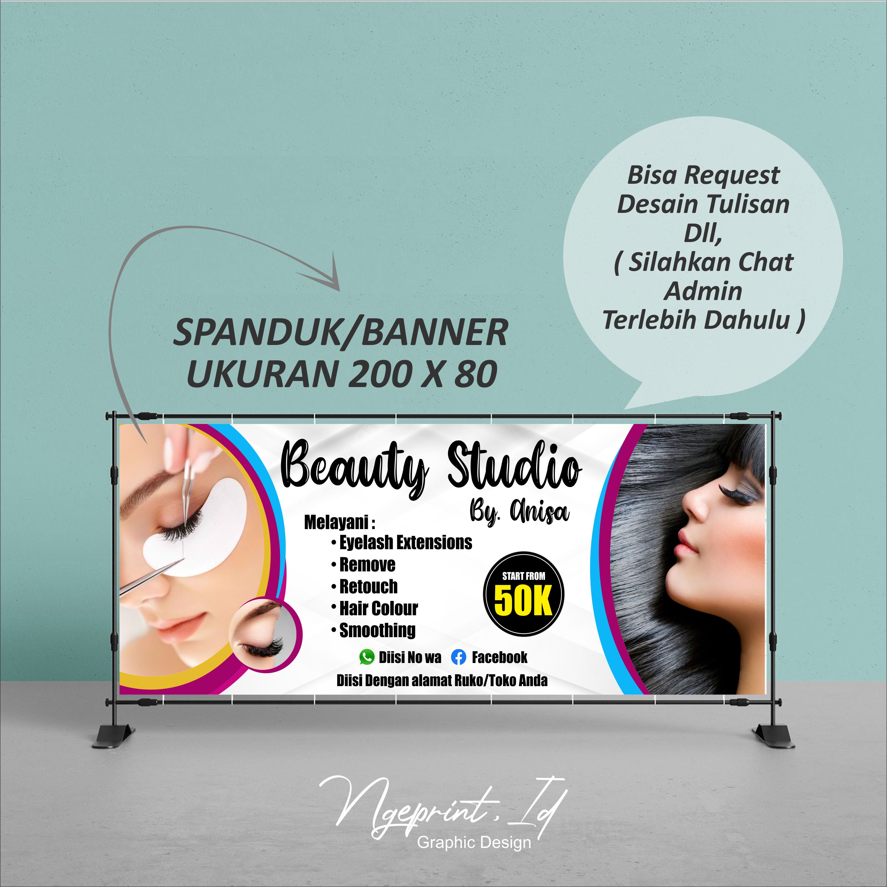 Spanduk Banner Salon Ukuran X Free Desain Lazada Indonesia