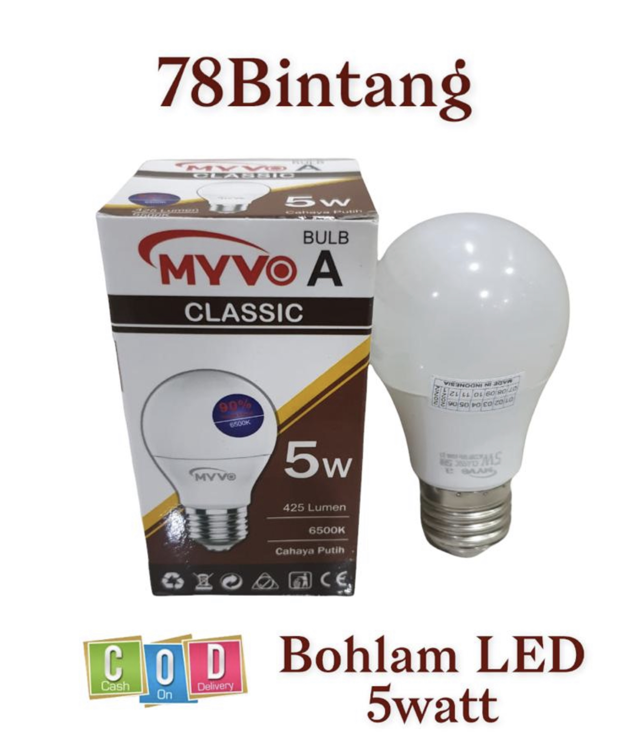 78Bintang Lampu MYVO CLASSIC 5Watt Bohlam Lampu LED 5Watt Lampu