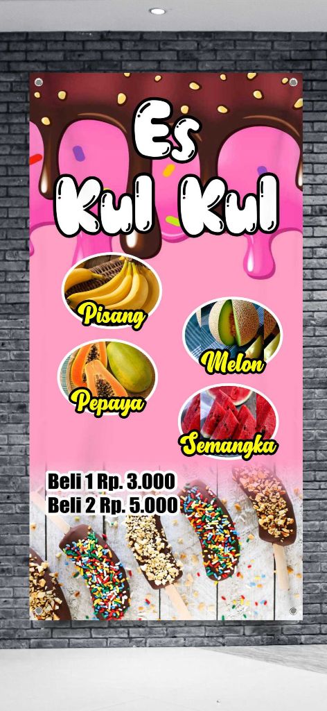 Jasa Cetak Dan Desain Spanduk Banner Es Kul Kul Bisa Request Desain