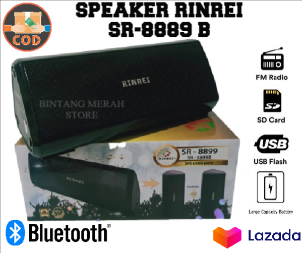 SPEAKER BLUETOOTH RINREI SR 8899 B MEGA BASS SUARA EMPUK NGEBAS KERAS