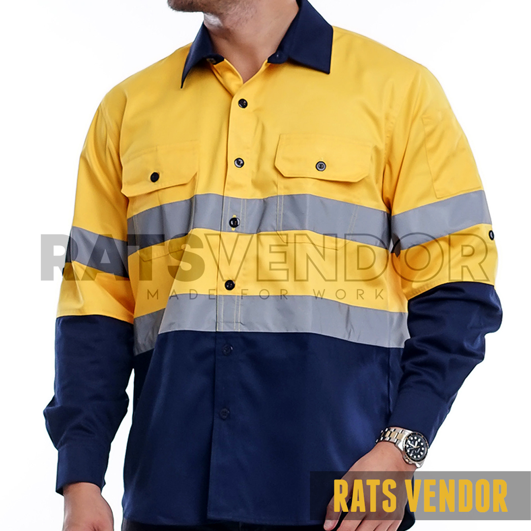 Kemeja Safety K Baju Proyek Tambang Wearpack Kerja Seragam