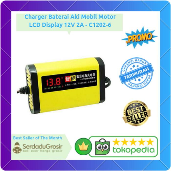 PROMO Alat Cas Aki/Accu/ Charger Baterai Aki Mobil Motor 12V 2A LCD Display TERBARU