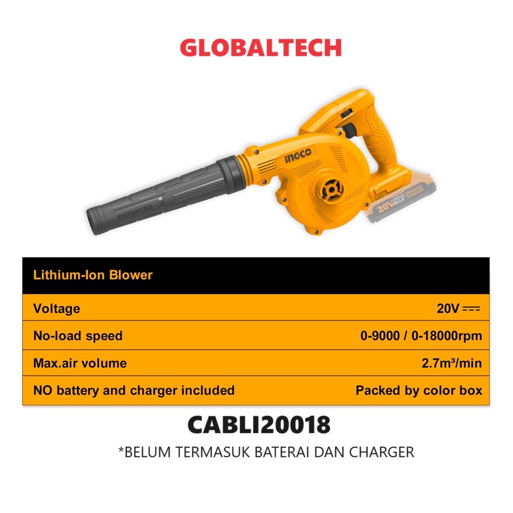 INGCO CABLI20018 CORDLESS HAND BLOWER MESIN BLOWER BATERAI TIUP ANGIN