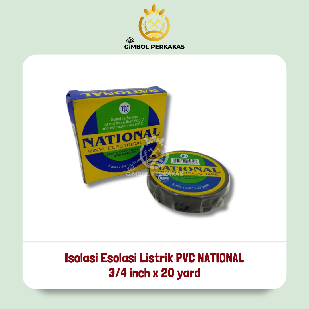 Isolasi Esolasi Listrik Pvc National Isolasi Hitam Inch X Yard