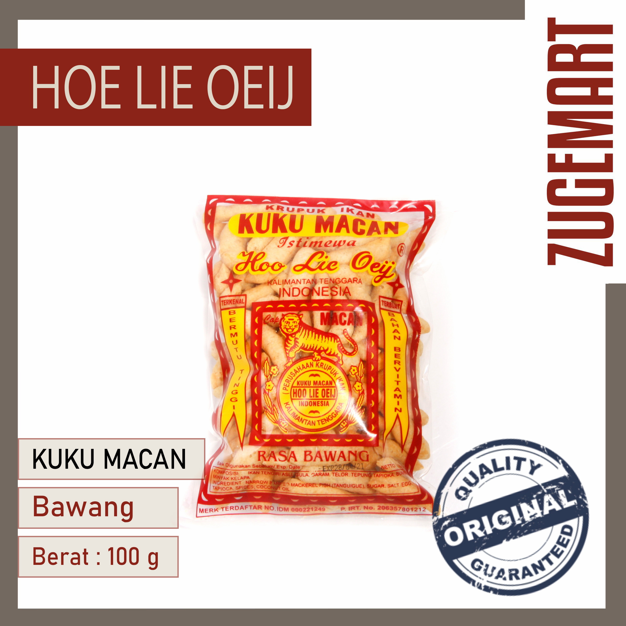 Krupuk Kerupuk Ikan Kuku Macan Khas Kalimantan 100gr Rasa Bawang