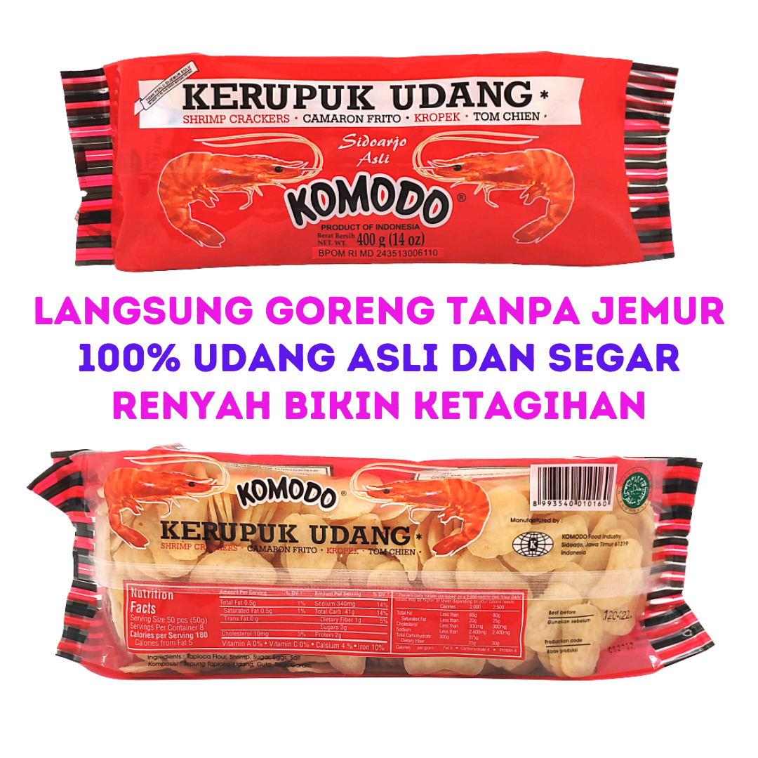 Kerupuk Udang Mentah Komodo Merah Ukuran Kecil 400g Krupuk Udang