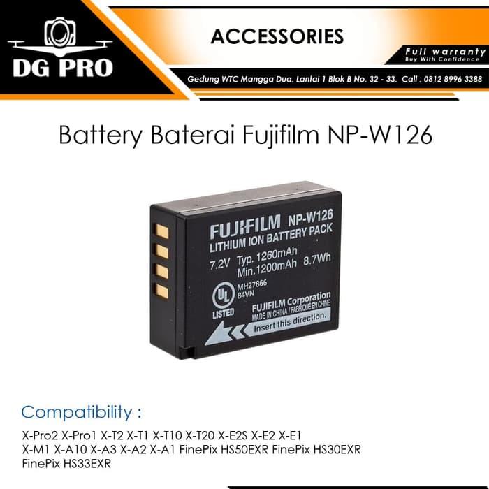 Battery Baterai Fujifilm NP-W126 For XA10 XA3 XA5 XT20 XT1 XT2 XT100 / / AR308
