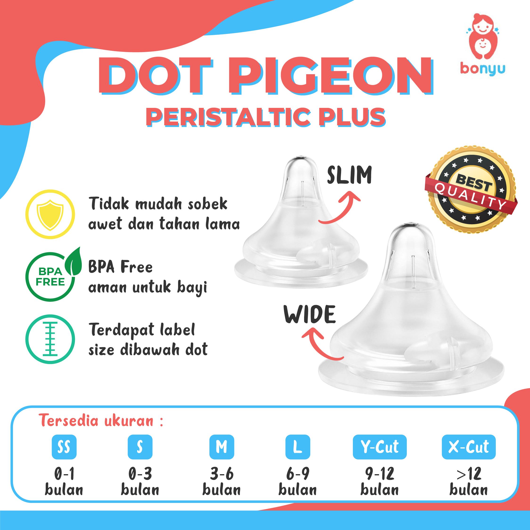 Dot Pigeon Slim Neck Nipple Pigeon Peristaltic Plus Oem Dot Pigeon