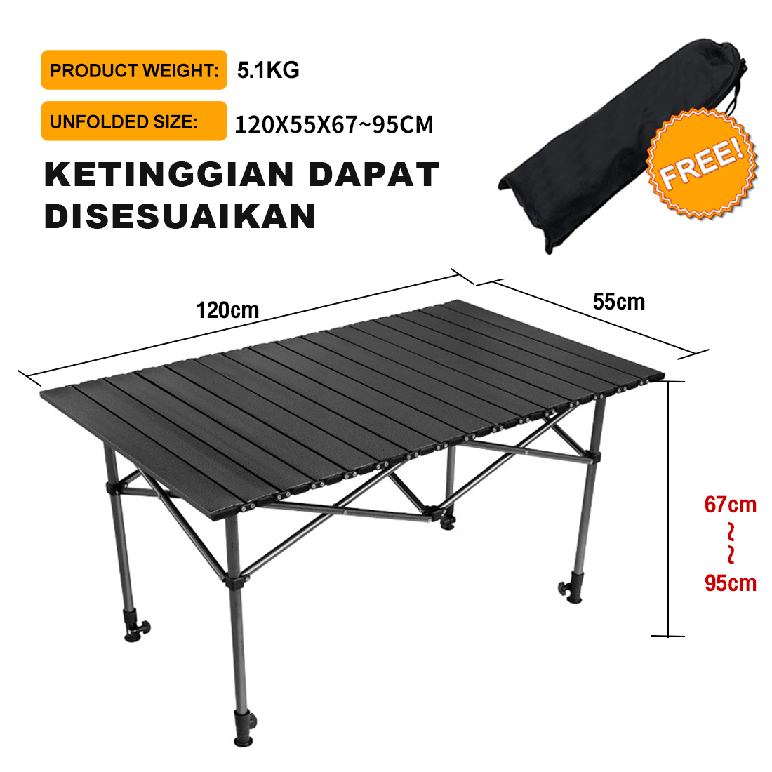 Ready Stockmeja Lipat Aluminium Set Meja Kursi Lipat Meja Camping