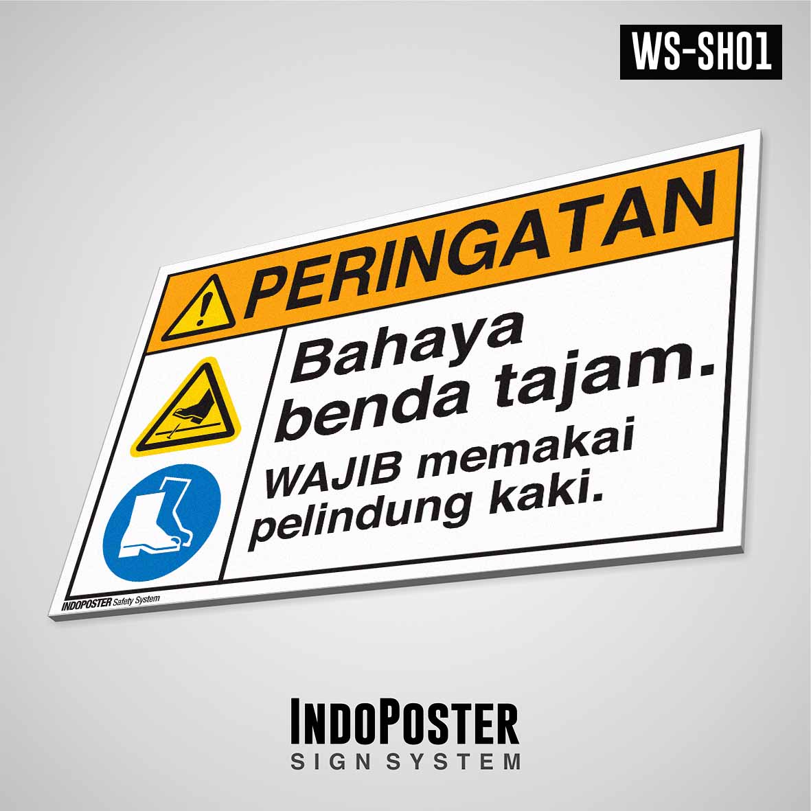 Safety Sign Rambu K3 PVC ANSI Bahaya Benda Tajam Wajib APD Memakai