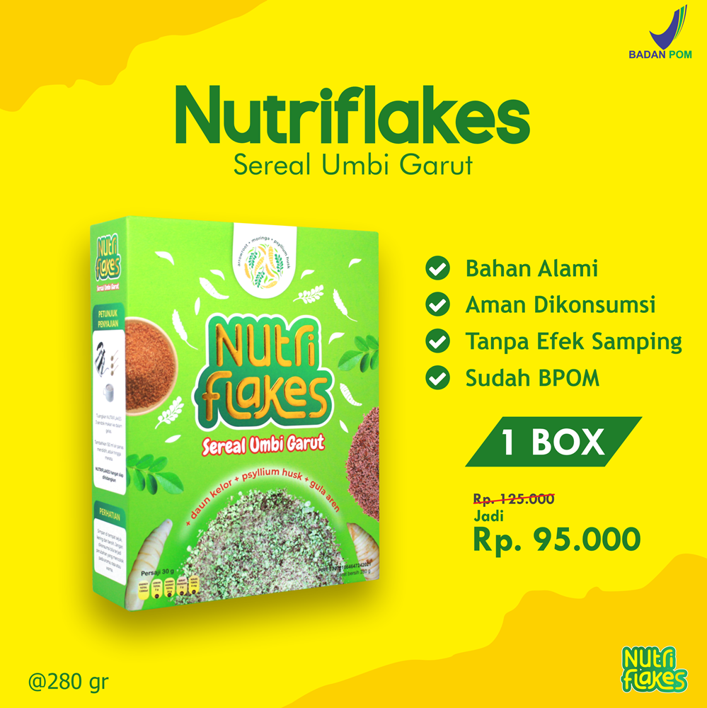 Promo Paket Hemat Nutriflakes Sereal Umbi Garut Berbahan Aktif Pati