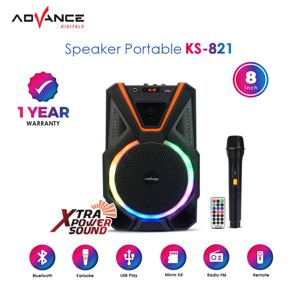 Speaker Portable 8 Advance KS 821 Bluetooth Free Mic Wireless Lazada