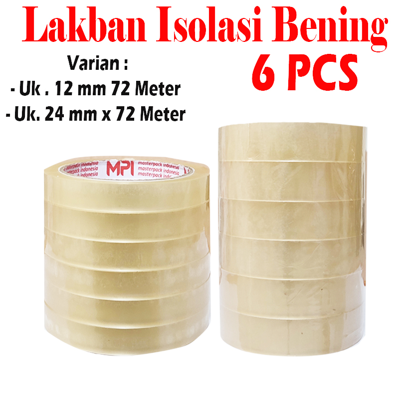 Lakban Isolasi Bening Uk 12 Mm X 72 Meter 24 Mm X 72 Meter Lakban