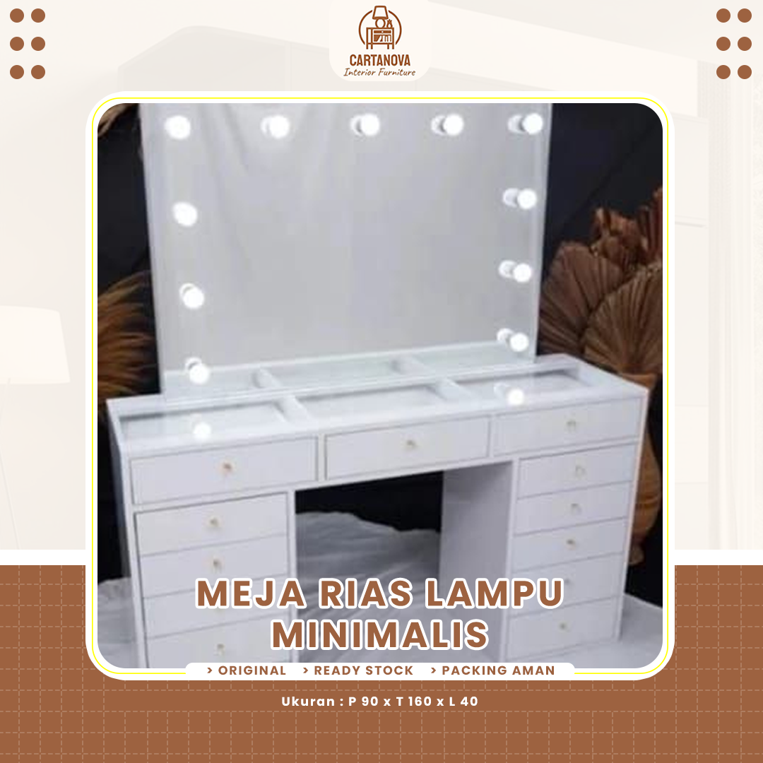 Meja Rias Cermin Lampu Vanity Mirror Frameless LED Makeup MUA Studio