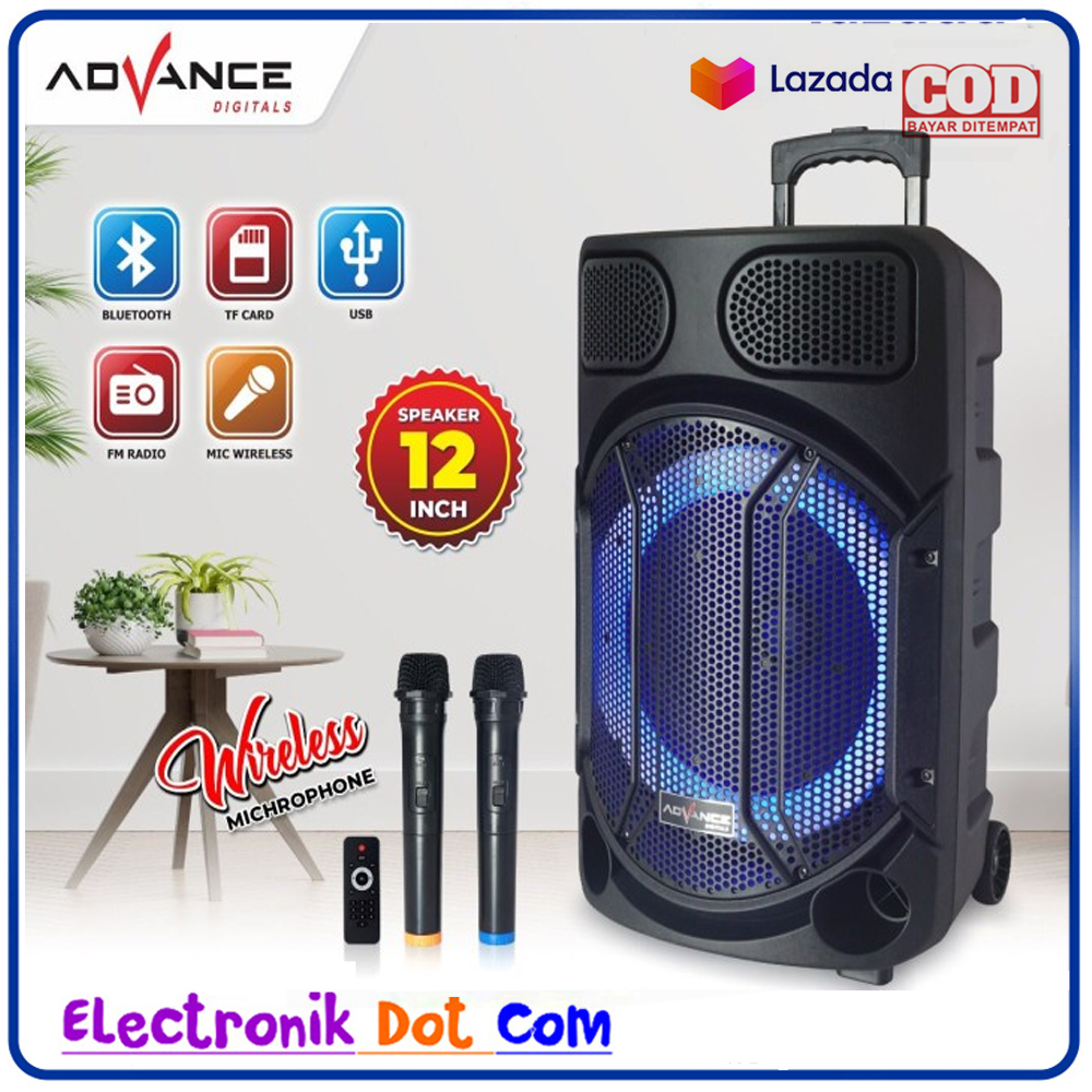 SPEAKER BLUETOOTH ADVANCE K1203 Speaker Portable 12 Inch FREE 2 MIC