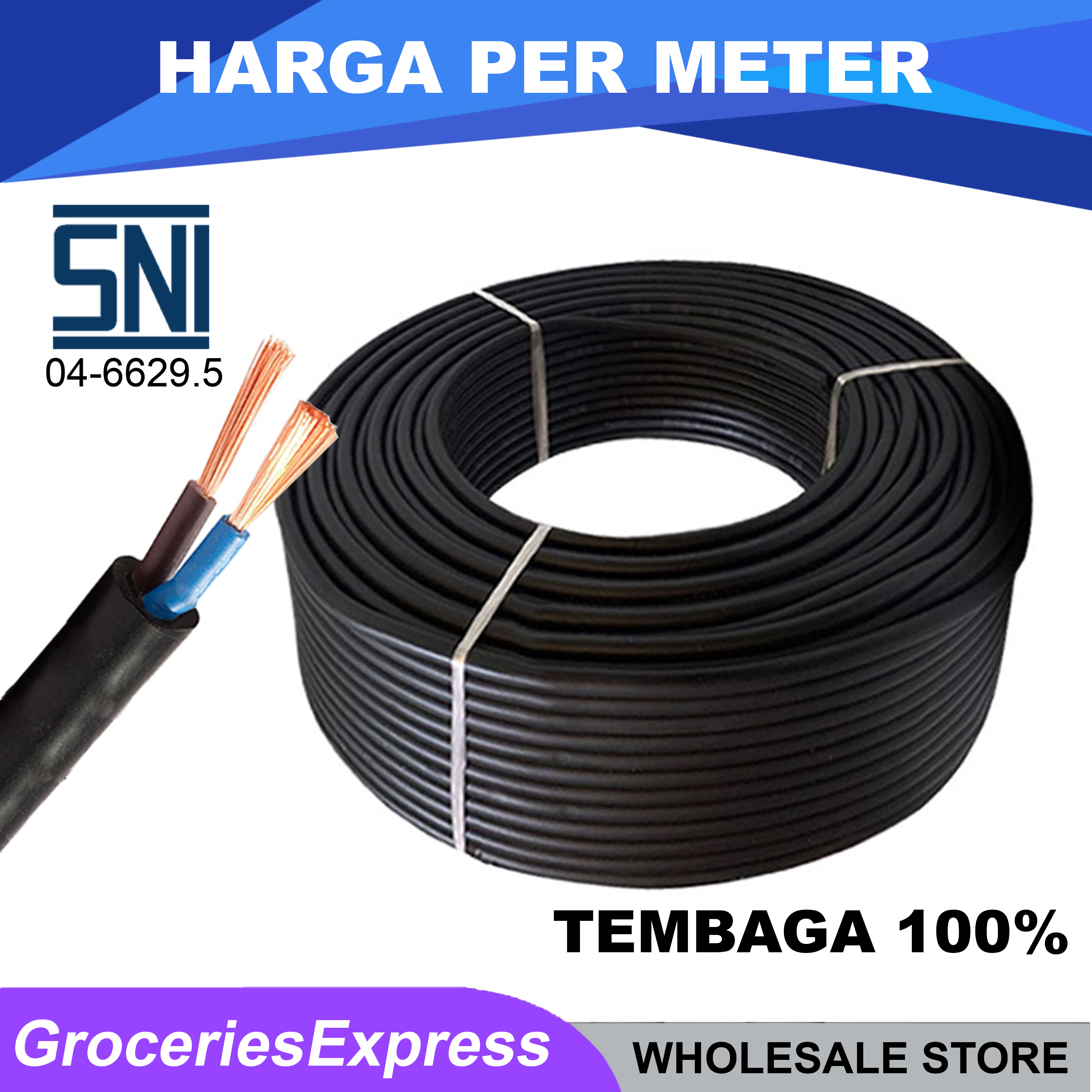 Kabel HYO NYYHY 2x0 75 SNI Serabut Tembaga Murni PVC Hitam Kabel