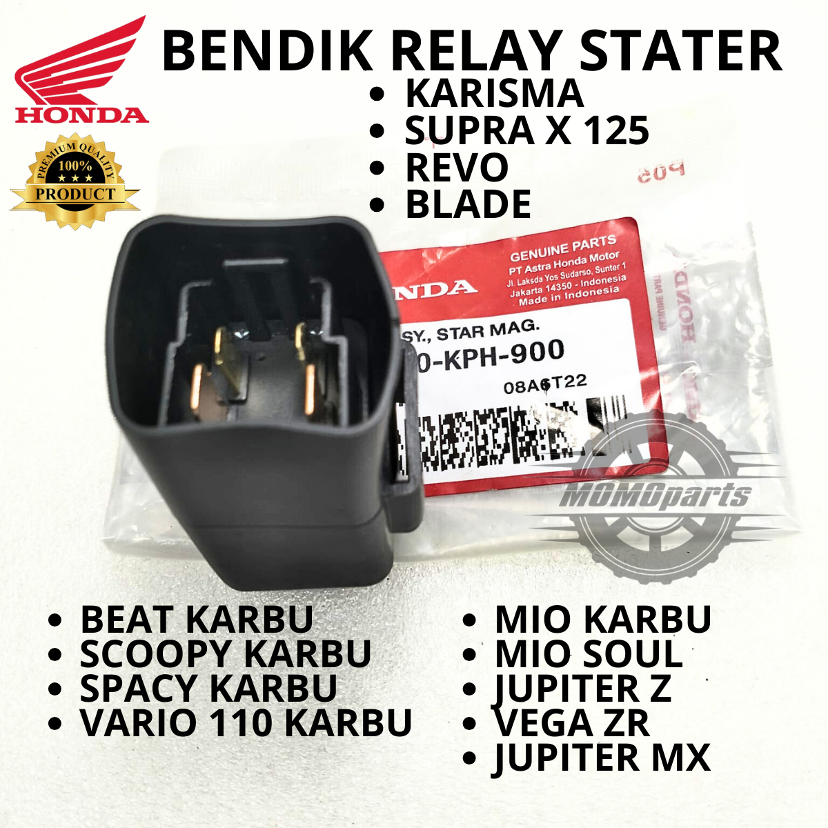 ORIGINAL BENDIK SWITCH STATER BENDIT RELAY STARTER HONDA KPH KARISMA