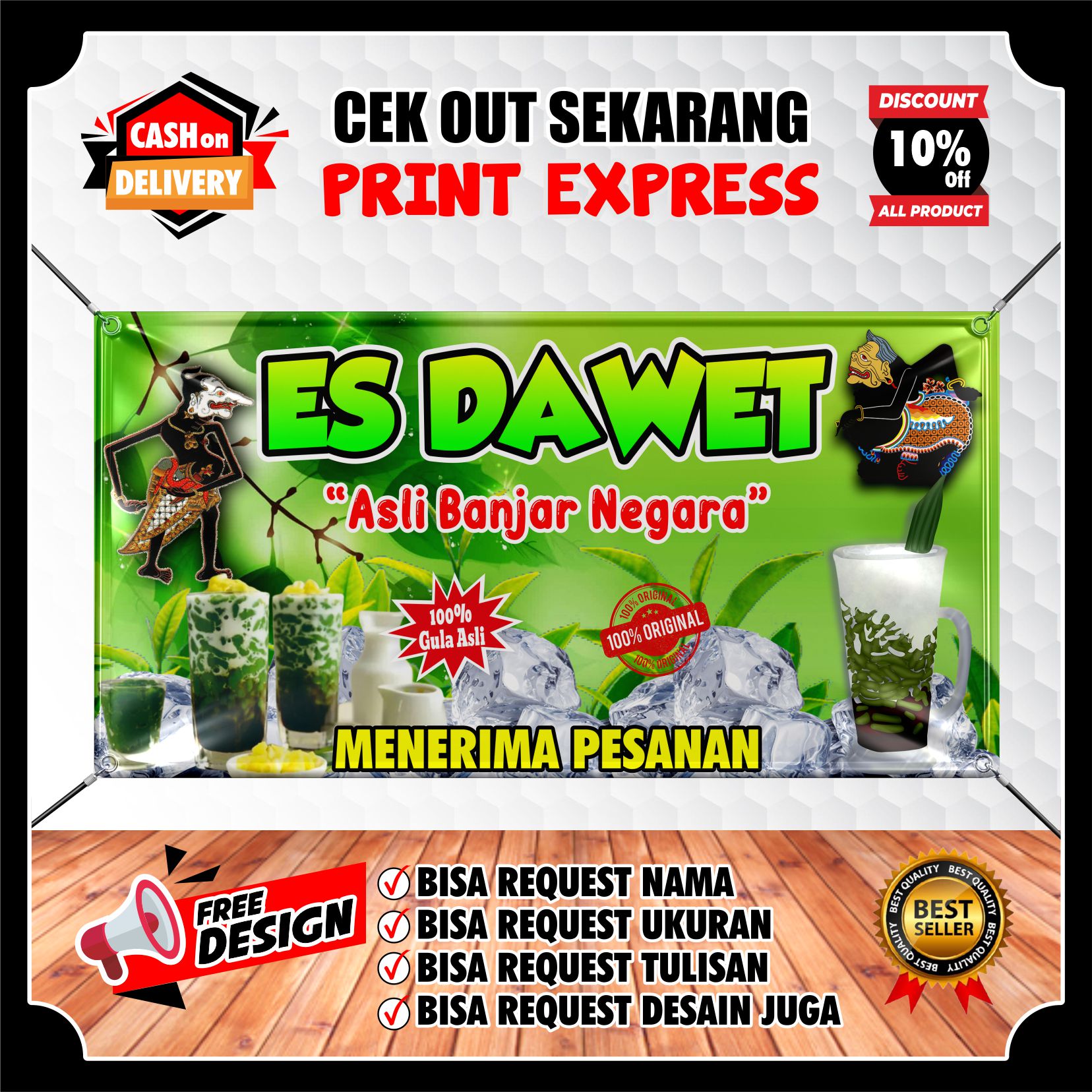 Spanduk Banner Es Dawet Banner Minuman Jualan Es Dawet Ukuran