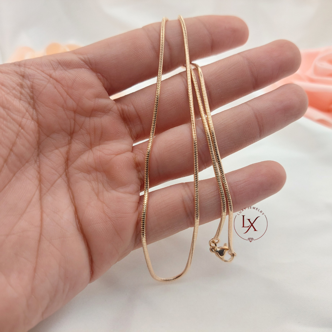 Aksesoris Perhiasan Xuping Kalung Belut Bulat Wanita Polos Mas 18k Anti