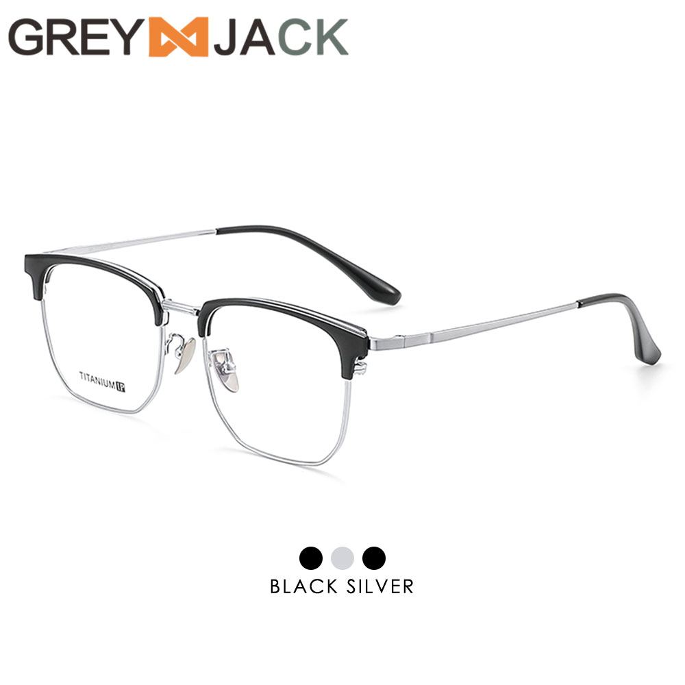 Grey Jack Kacamata Antiradiasi Blueray Bahan Titanium Model Kotak Half