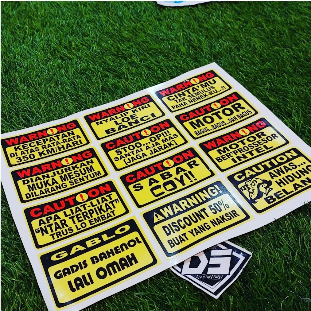 Vol Stiker Paket Kata Kata Warning Caution Sticker Pack Vinyl