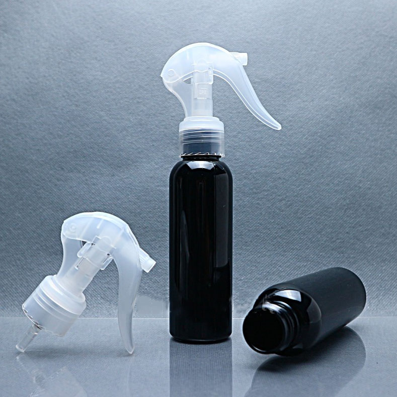 BOTOL PLASTIK 100ML HITAM TUTUP SPRAY TRIGGER BEBEK BAHAN TEBAL BOTOL