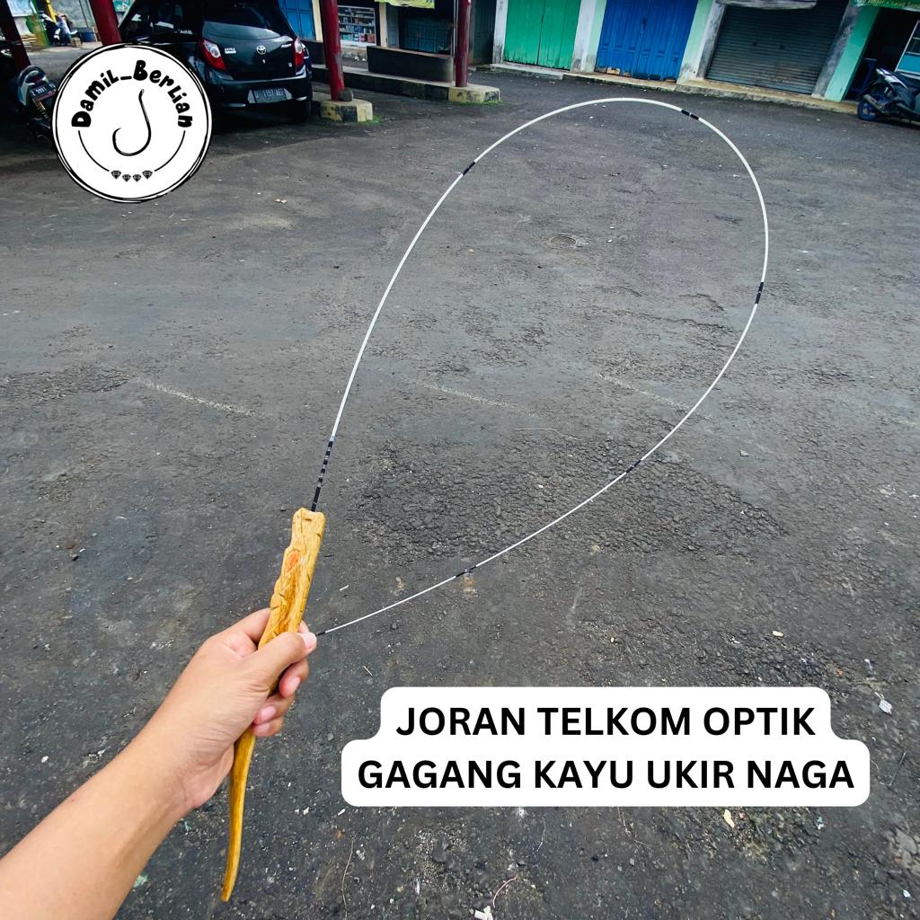 Joran Telkom Optik Gagang Kayu Ukir Naga Grosir Damil Berlian Lazada