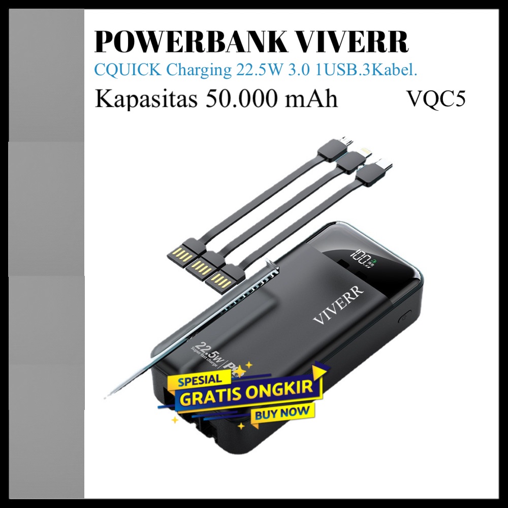 Viverr Powerbank Vqc Kapasitas Mah Quick Charging Super Cepat