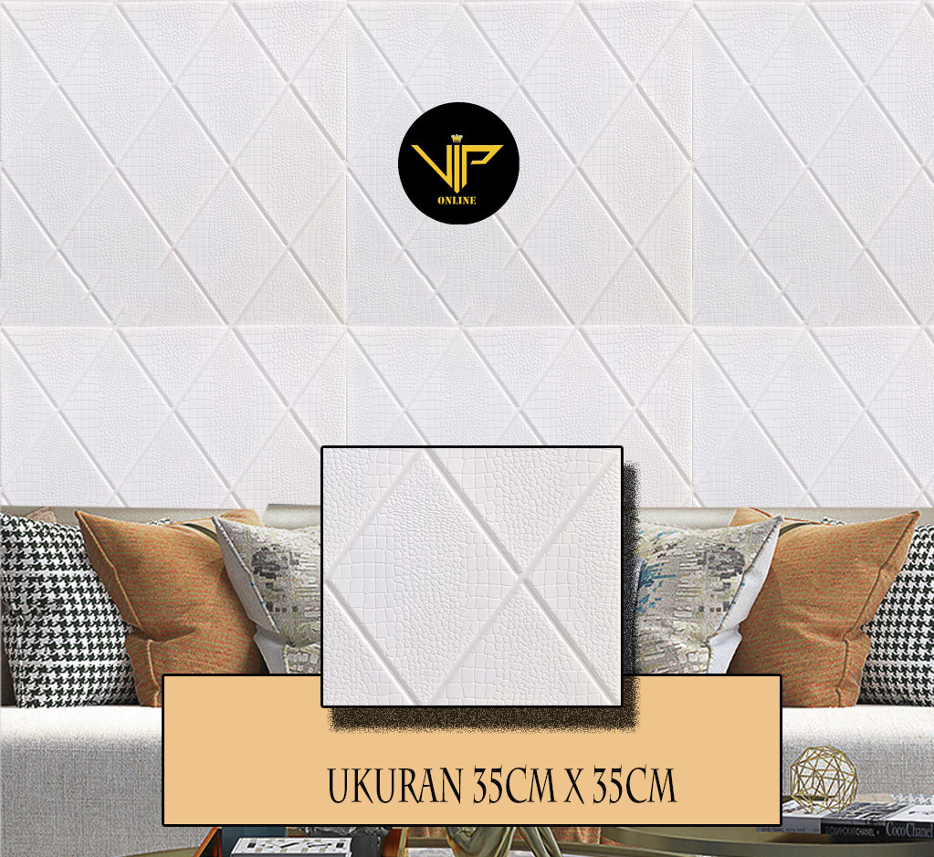 Vip Wallpaper Foam Motif Batik Ketupat Putih Premium Wallpaper Lazada