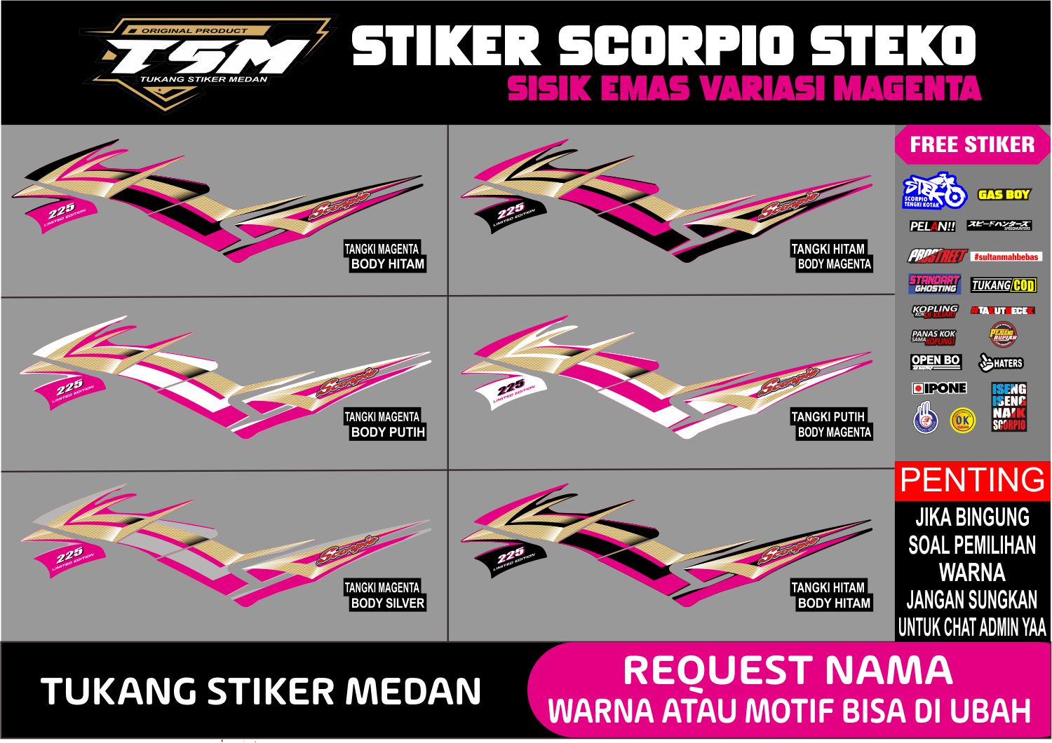 Stiker Scorpio Steko Sisik Emas Variasi Magenta Lazada Indonesia