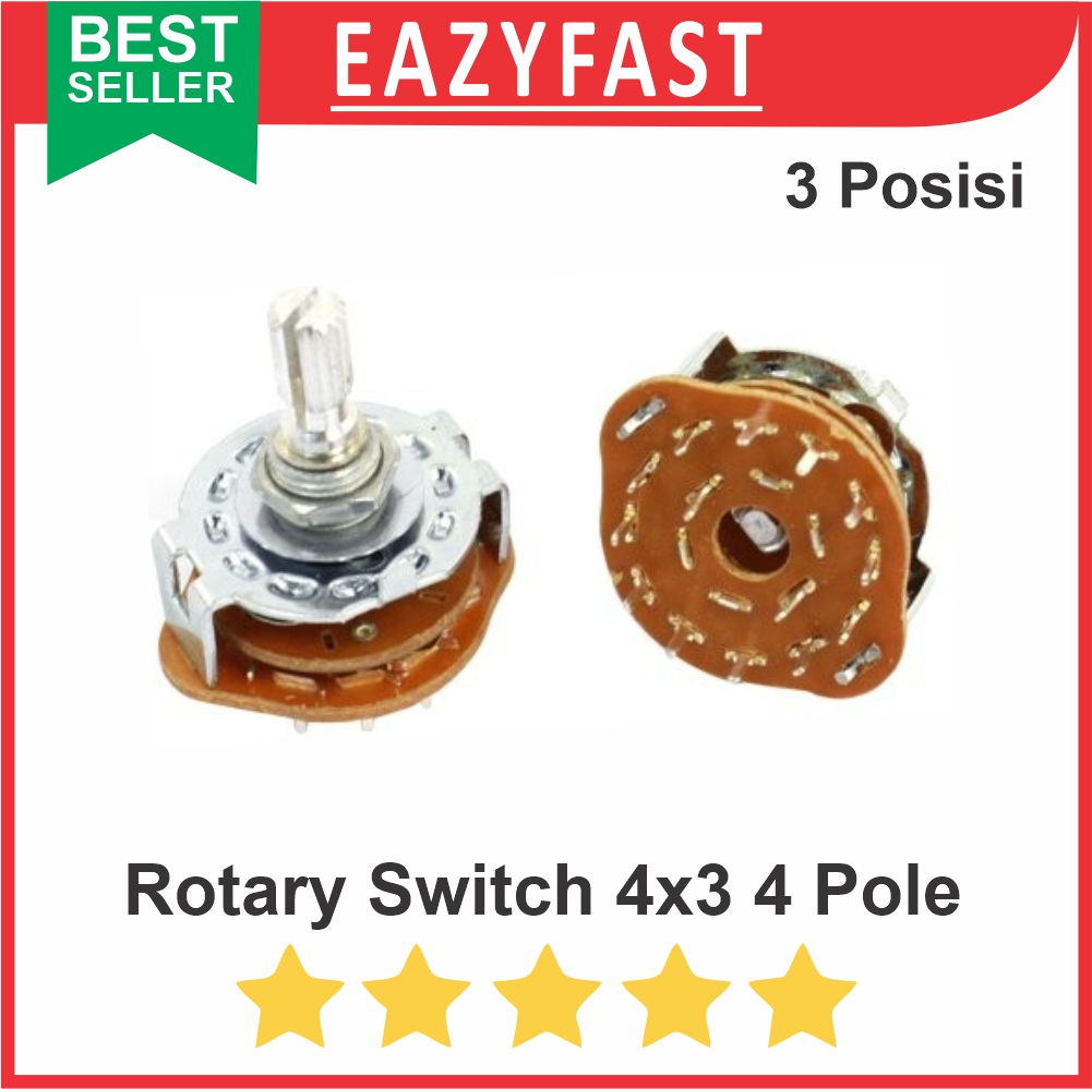 Rotary Switch Selector Potensio Saklar Putar 4x3 4 Pole 3 Posisi Knob