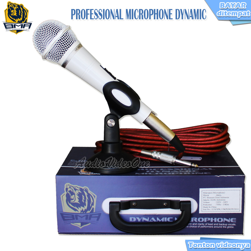 Mic BMA SR880 Microphone Dynamic Mik Vokal Kabel On Off Mikrofon Vocal