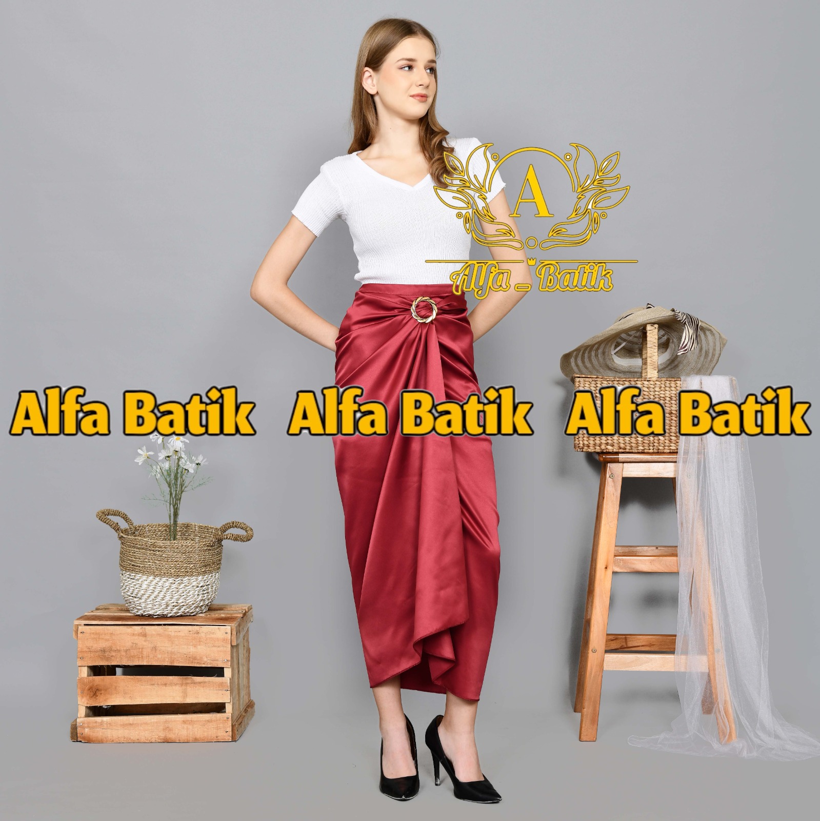 Rok Lilit Polos Bahan Satin Velvet Nyaman Di Pakai Cocok Untuk Bawahan