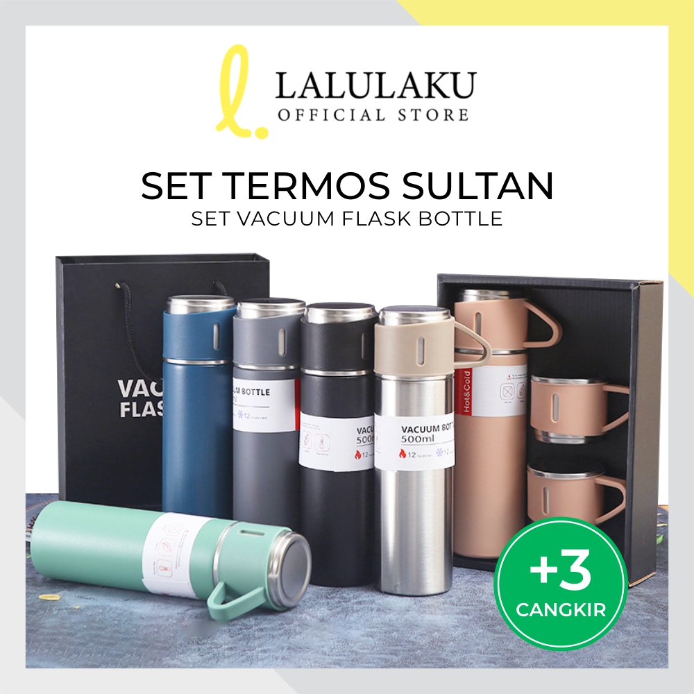 LLK Termos Sultan Vacuum Flask Set Botol Minum Cangkir Premium 500 ML