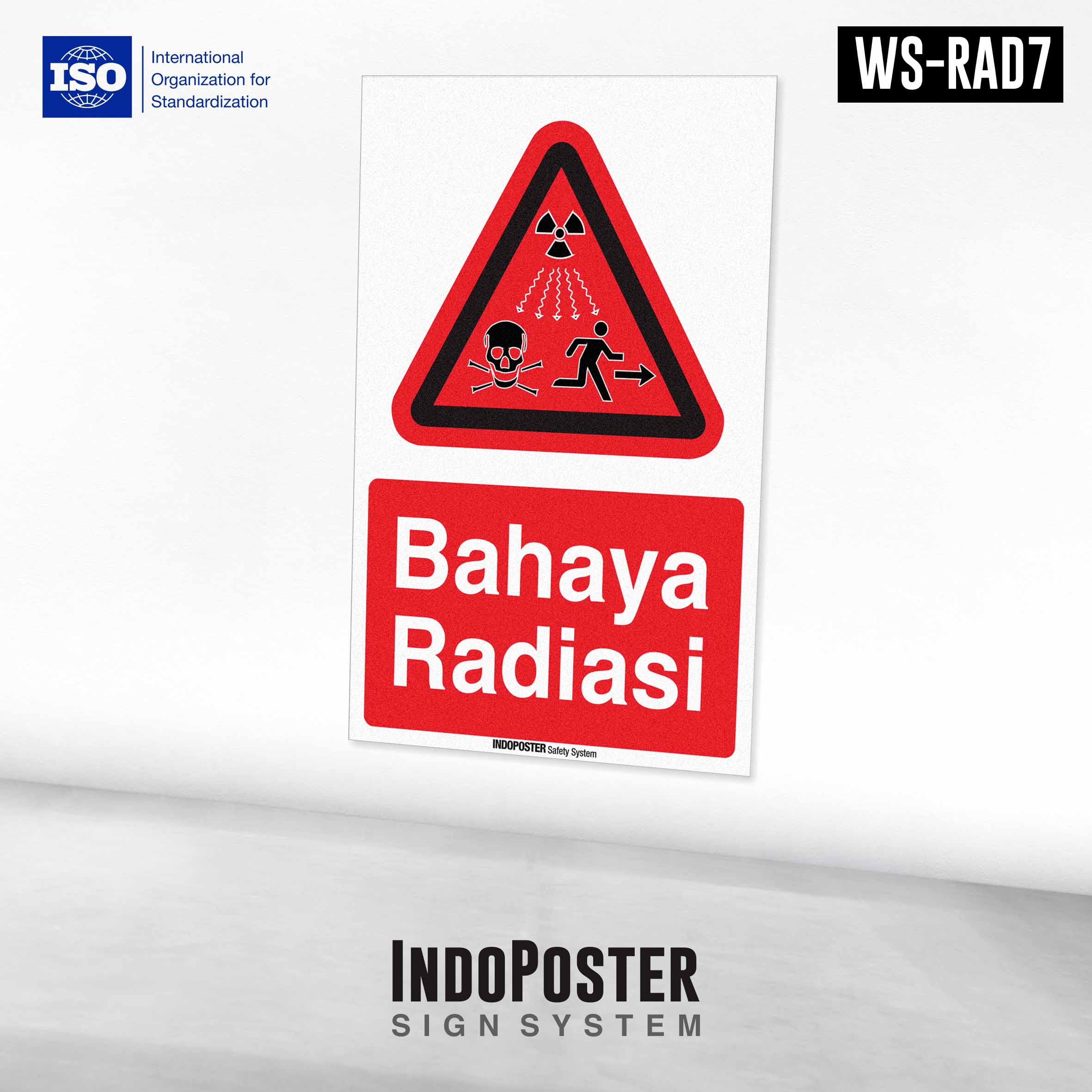 Stiker Safety Sign K3 ISO Peringatan Bahaya Radiasi Pengion Ionizing