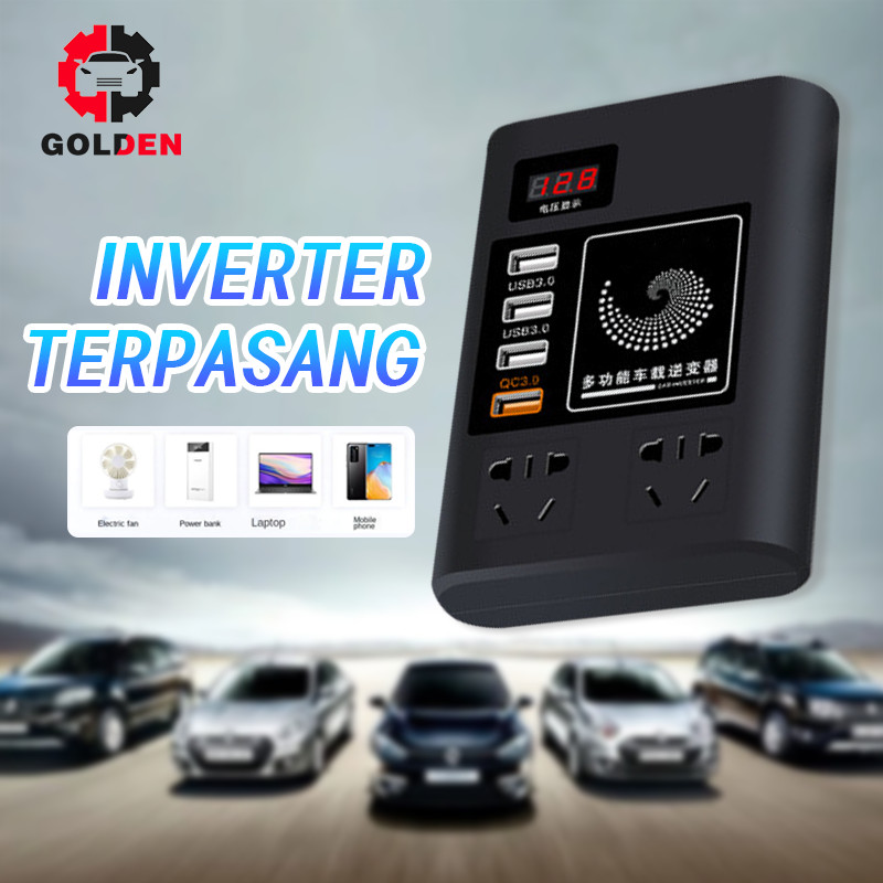 Mobil Inverter Daya Kendaraan 1500W Pengisi Daya DC 12V 24V Ke AC 220V