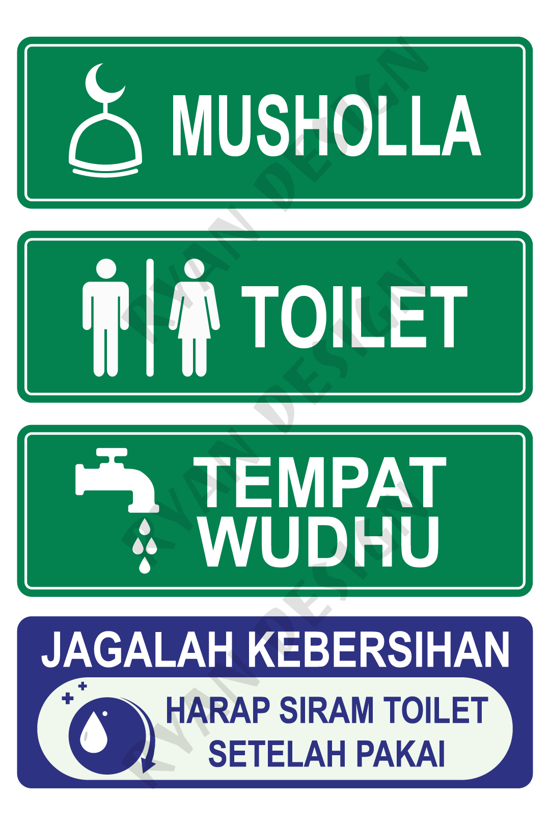 Paket Stiker Petunjuk Musholla 1 Paket 4 Stiker Stiker Arah Toilet