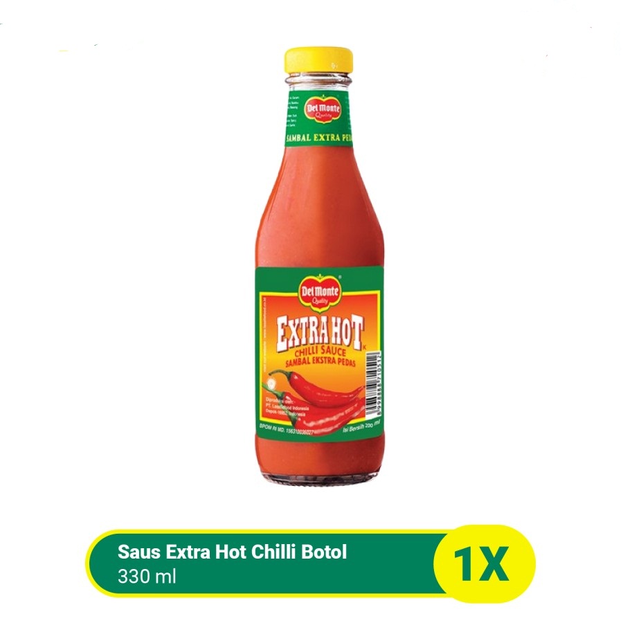 SAUS SAMBAL EKSTRA PEDAS DEL MONTE EXTRA HOT CHILI SAUCE BOTOL 330ML