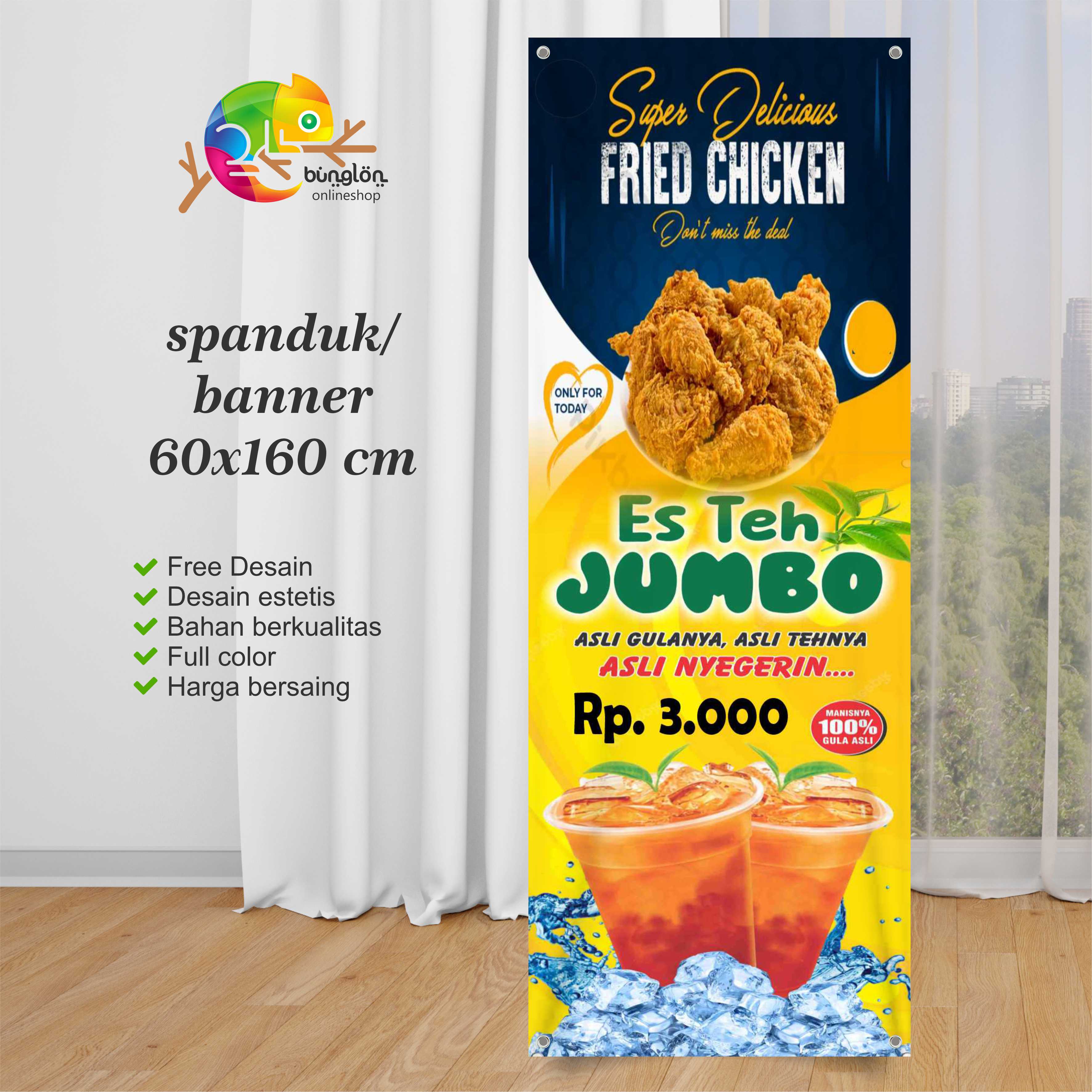 Spanduk Banner X Fried Chiken Dan Es Teh Custom Desain Lazada