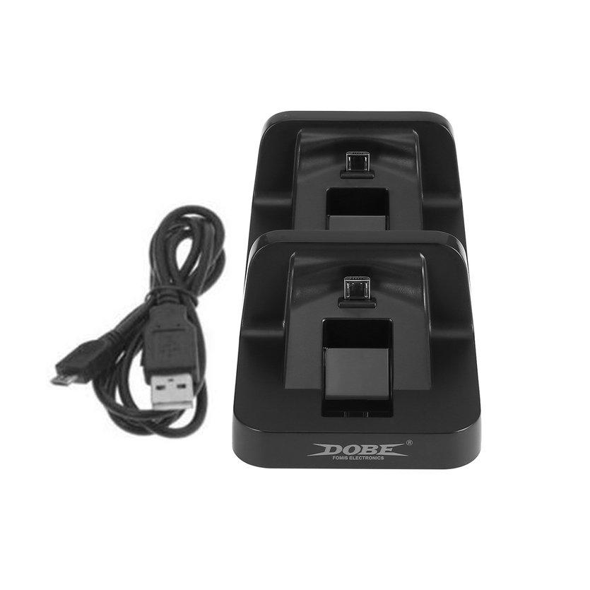 TOP ปฏิบัติที่ชาร์จ USB คู่แท่นวางมือถือขาตั้งเหมาะสำหรับ PS4 CONTROLLER