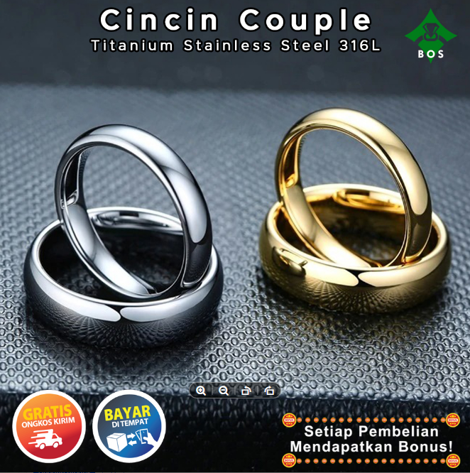 Bayar Di Tempat Cincin Couple Pria Wanita Titanium Tunangan Pasangan